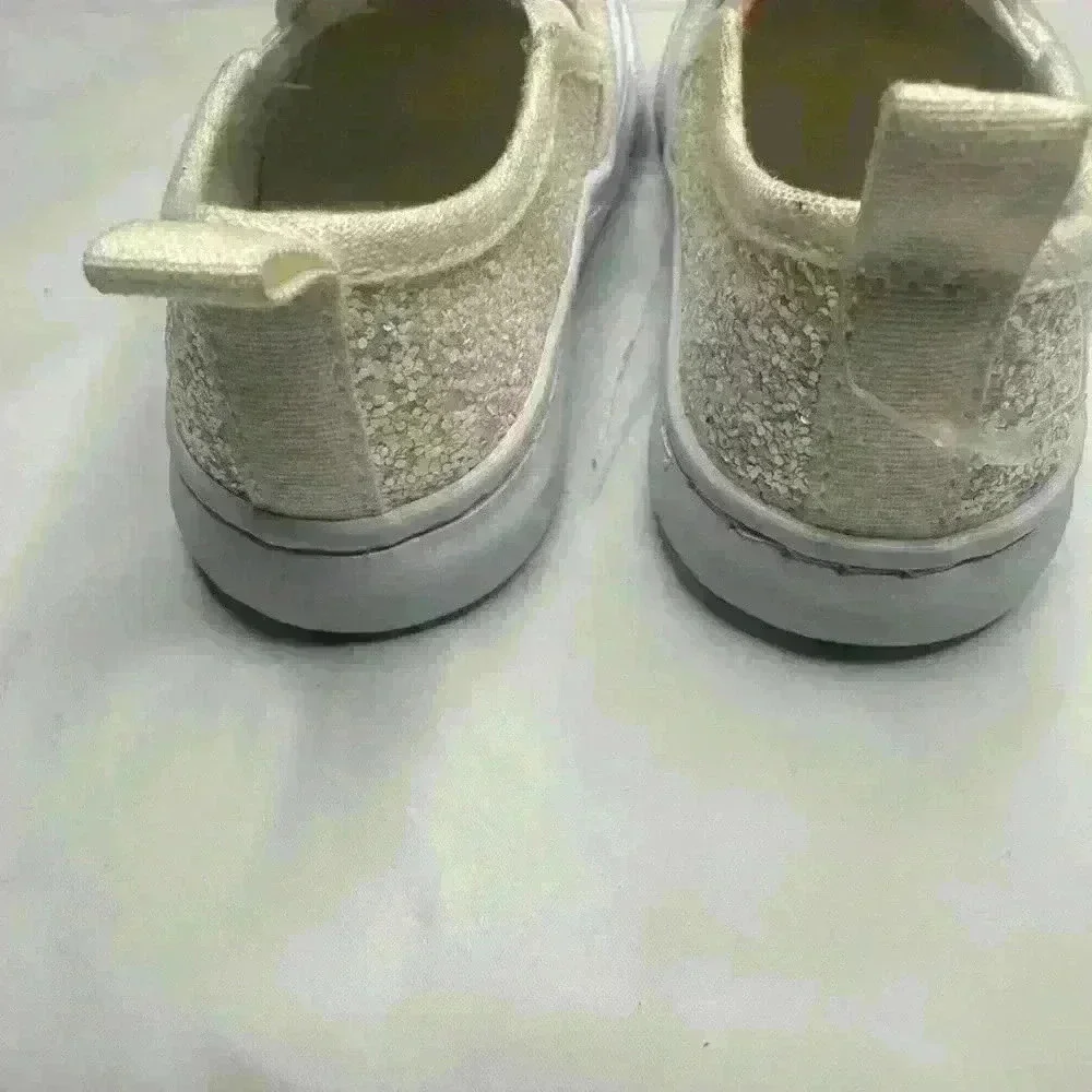 Cat & Jack Madigan Slip-On Sneakers Toddler Girls White Glitter Size 6
